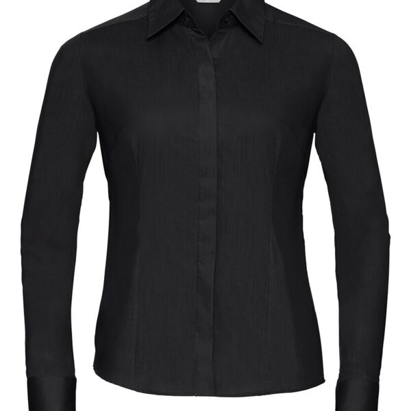 Women's long sleeve polycotton easycare fitted poplin shirt Thumbnail