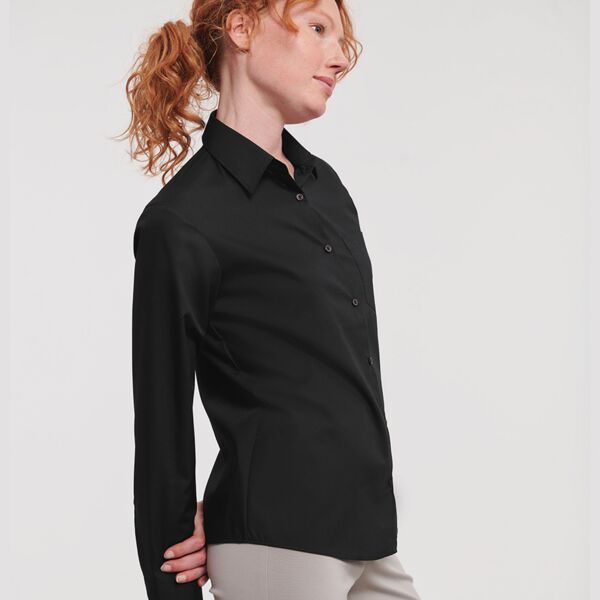 Russell Athletic Collection Ladies Long Sleeve Easy Care Poplin Shirt Thumbnail